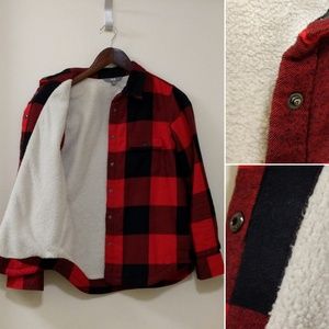 Uniqlo Shirt Sweatshirt Jacket Red Plaid XS